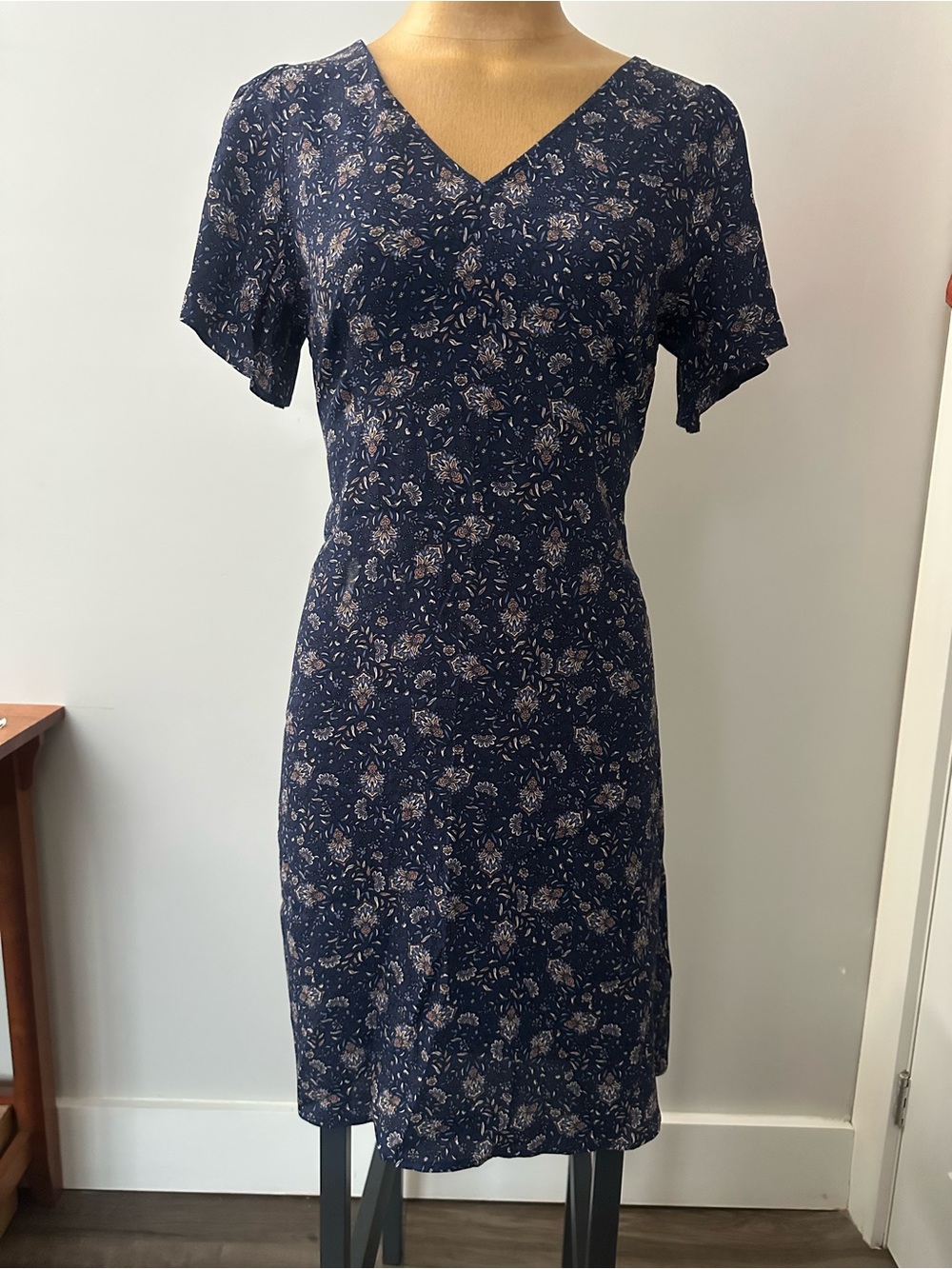Floral fall dress navy blue